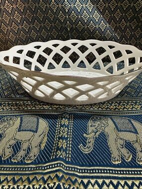 Lenox White Ceramic Decorative Bowl with Gold Logo